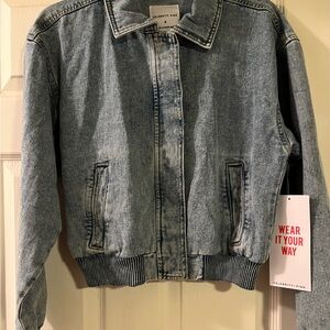 Celebrity Pink Bomber Denim Jacket